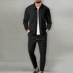 Leon - Men's Textured Zip-Up Tracksuit Set