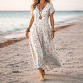 Leona - Women's Boho Floral V-Neck Maxi Dress