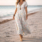 Leona - Women's Boho Floral V-Neck Maxi Dress