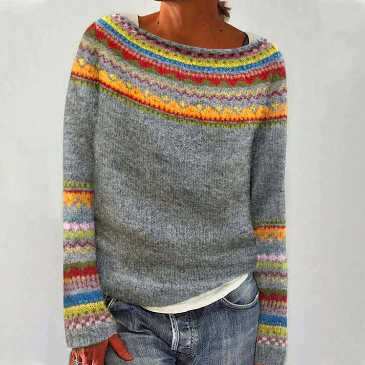 Lily - Vintage-Inspired Fair Isle Long Sleeve Pullover