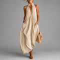 Lorelei - Women's Halter Deep V-Neck Vacation Maxi Dress