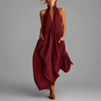 Lorelei - Women's Halter Deep V-Neck Vacation Maxi Dress