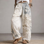 Lucy - Women's Floral Embroidered Wide-Leg Pants