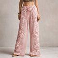 Lucy - Women's Floral Embroidered Wide-Leg Pants