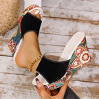 Luna - Women's Floral Print Platform Wedge Sandals