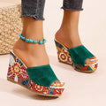 Luna - Women's Floral Print Platform Wedge Sandals