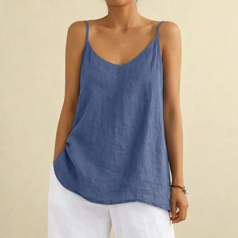 Macie - Women's Cotton Linen V-Neck Tank Top