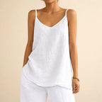 Macie - Women's Cotton Linen V-Neck Tank Top