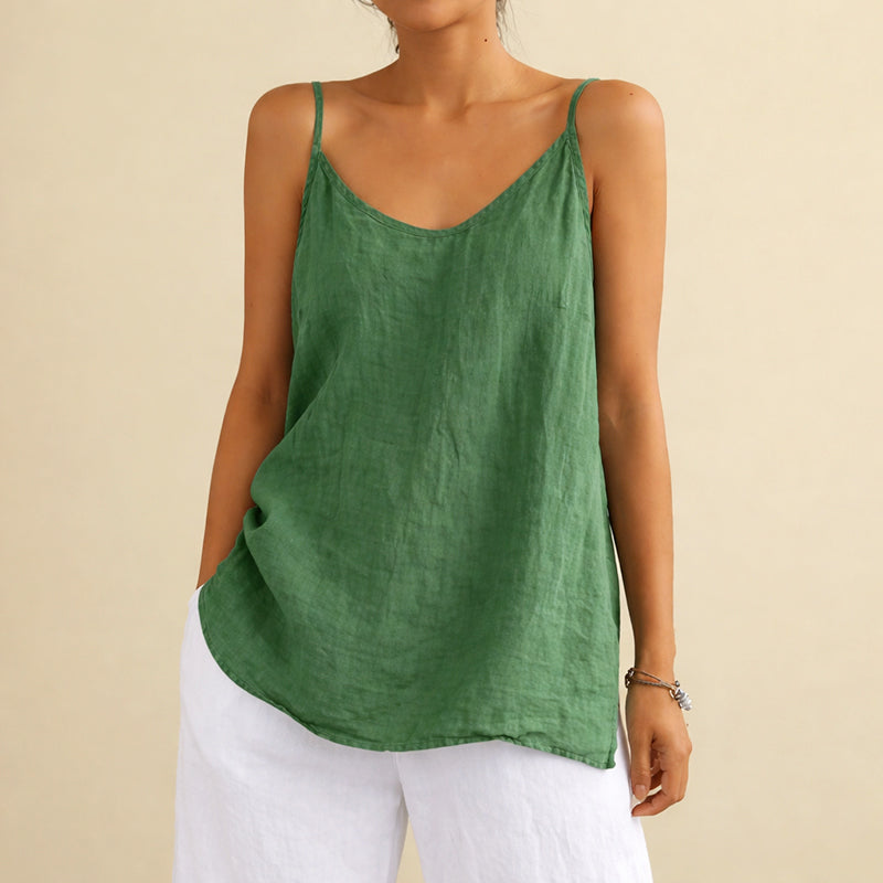 Macie - Women's Cotton Linen V-Neck Tank Top