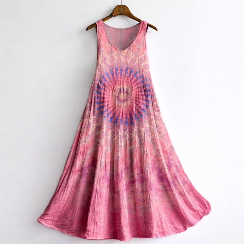 Marrakesh - Women's Boho Print Sleeveless Maxi Dress