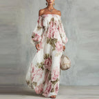 Maxine - Women's Off-Shoulder Boho Maxi Dress