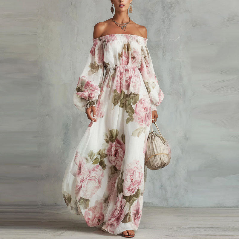 Maxine - Women's Off-Shoulder Boho Maxi Dress