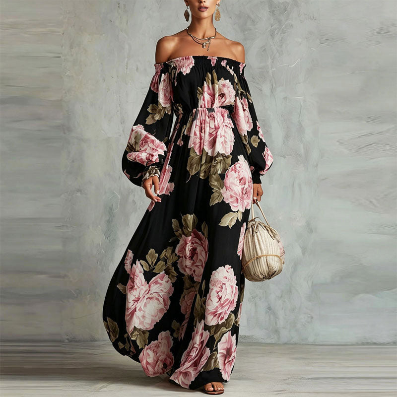 Maxine - Women's Off-Shoulder Boho Maxi Dress