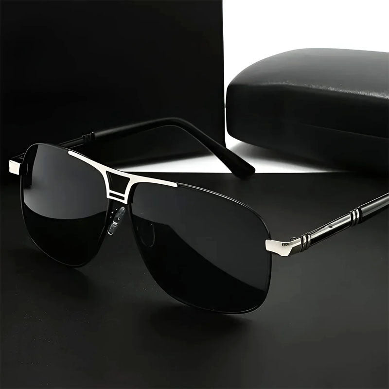 Monaco - Semi-Rimless Rectangular Polarized Sunglasses