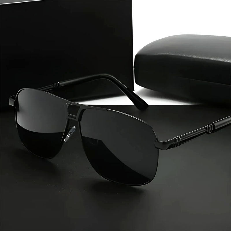 Monaco - Semi-Rimless Rectangular Polarized Sunglasses