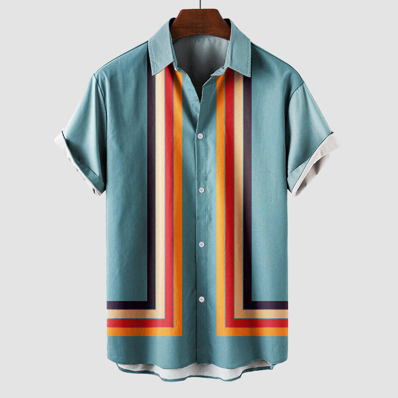 Nolan - Men's Retro Print Short Sleeve Shirt