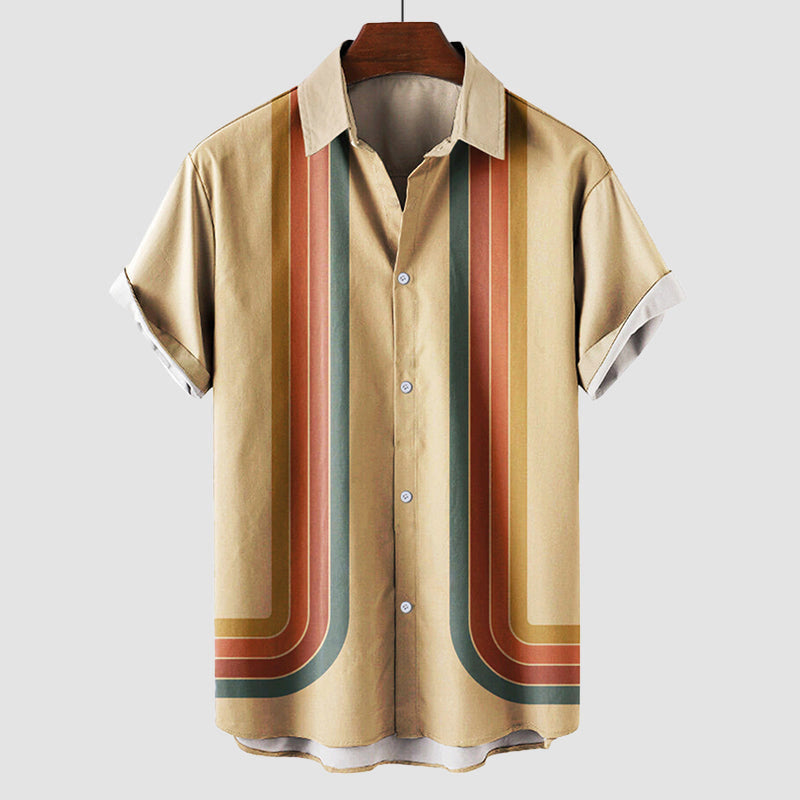 Nolan - Men's Retro Print Short Sleeve Shirt