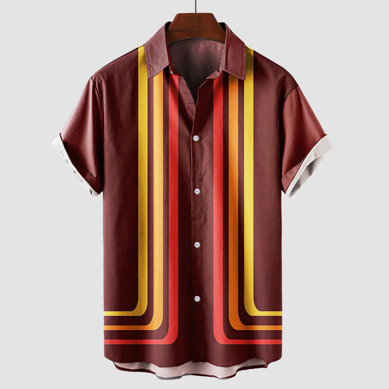 Nolan - Men's Retro Print Short Sleeve Shirt