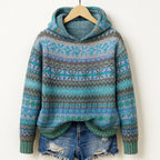 Nolene - Women's Cozy Knit Hoodie with Fair Isle Design