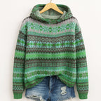 Nolene - Women's Cozy Knit Hoodie with Fair Isle Design