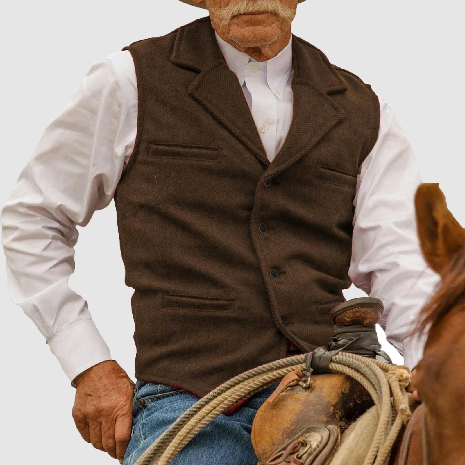 Norlan - Men's Vintage Herringbone Button Vest