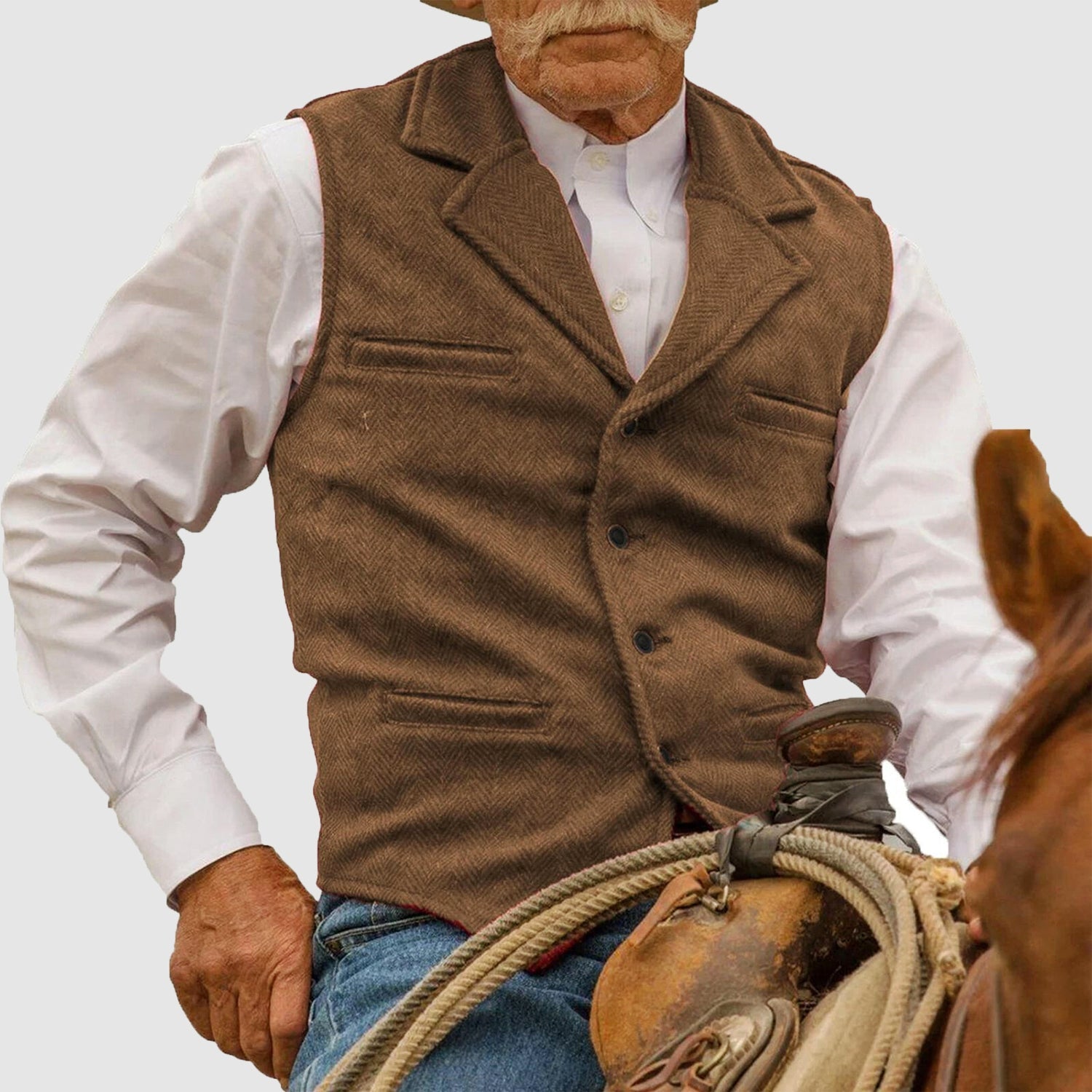 Norlan - Men's Vintage Herringbone Button Vest