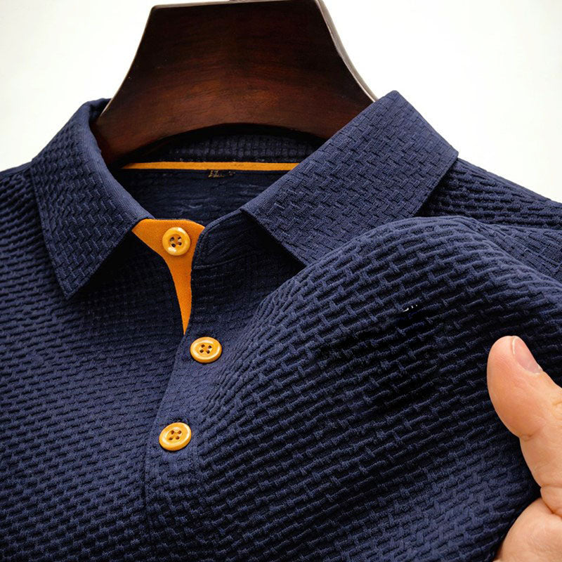 Oliver - Men's Contrast Placket Textured Short-Sleeve Polo