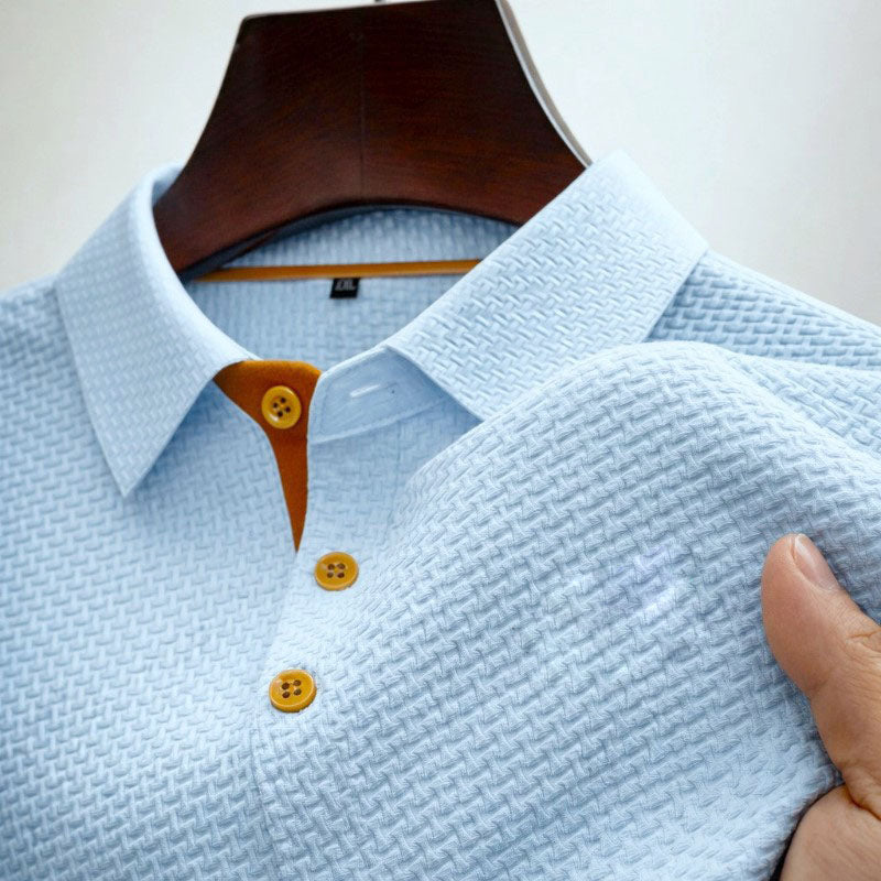 Oliver - Men's Contrast Placket Textured Short-Sleeve Polo