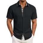 Oliver - Men's Contrast Plaid Trim Button-Down Shirt
