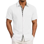 Oliver - Men's Contrast Plaid Trim Button-Down Shirt
