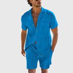 Oliver - Men's Casual Button Shirt & Drawstring Shorts Set