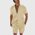 Oliver - Men's Casual Button Shirt & Drawstring Shorts Set