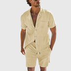 Oliver - Men's Casual Button Shirt & Drawstring Shorts Set