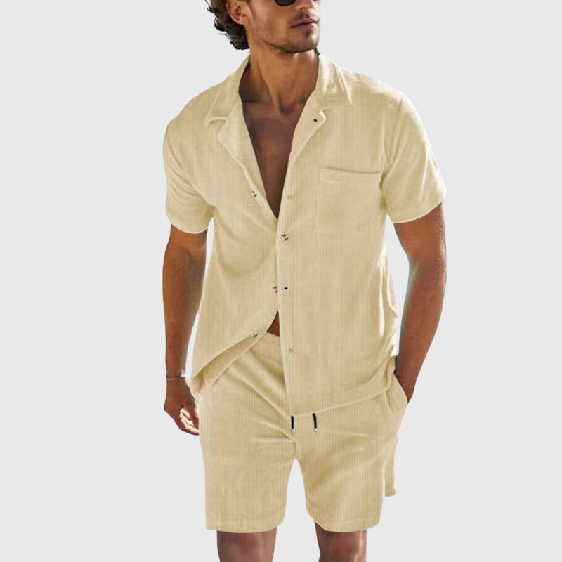 Oliver - Men's Casual Button Shirt & Drawstring Shorts Set