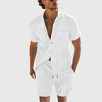 Oliver - Men's Casual Button Shirt & Drawstring Shorts Set