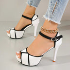 Palmer - Women's Colorblock Peep-Toe High Heel Sandals