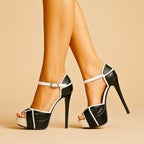Palmer - Women's Colorblock Peep-Toe High Heel Sandals
