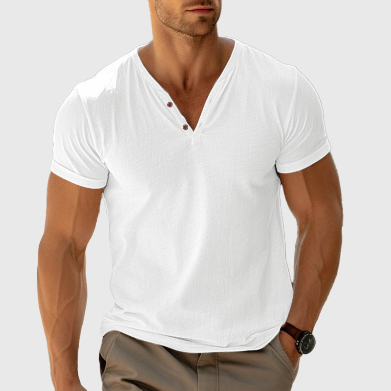 Paul - Men's Textured V-Neck Henley T-Shirt