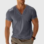 Paul - Men's Textured V-Neck Henley T-Shirt