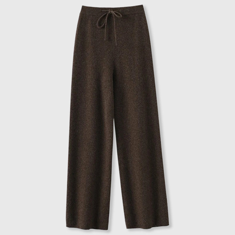 Paulene - Women's Cashmere Knit Pants with Relaxed Wide-Leg Fit