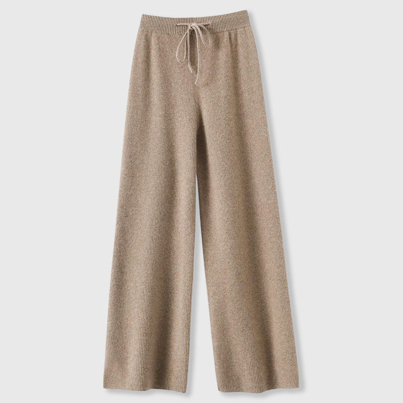 Paulene - Women's Cashmere Knit Pants with Relaxed Wide-Leg Fit