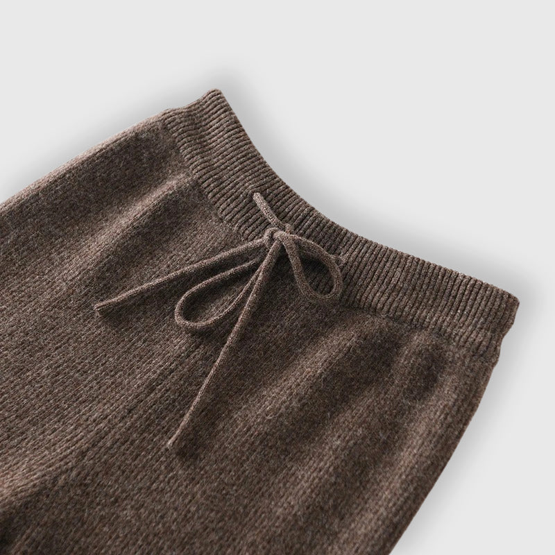 Paulene - Women's Cashmere Knit Pants with Relaxed Wide-Leg Fit