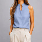Rachel - Women's Mandarin Collar Sleeveless Blouse