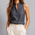 Rachel - Women's Mandarin Collar Sleeveless Blouse