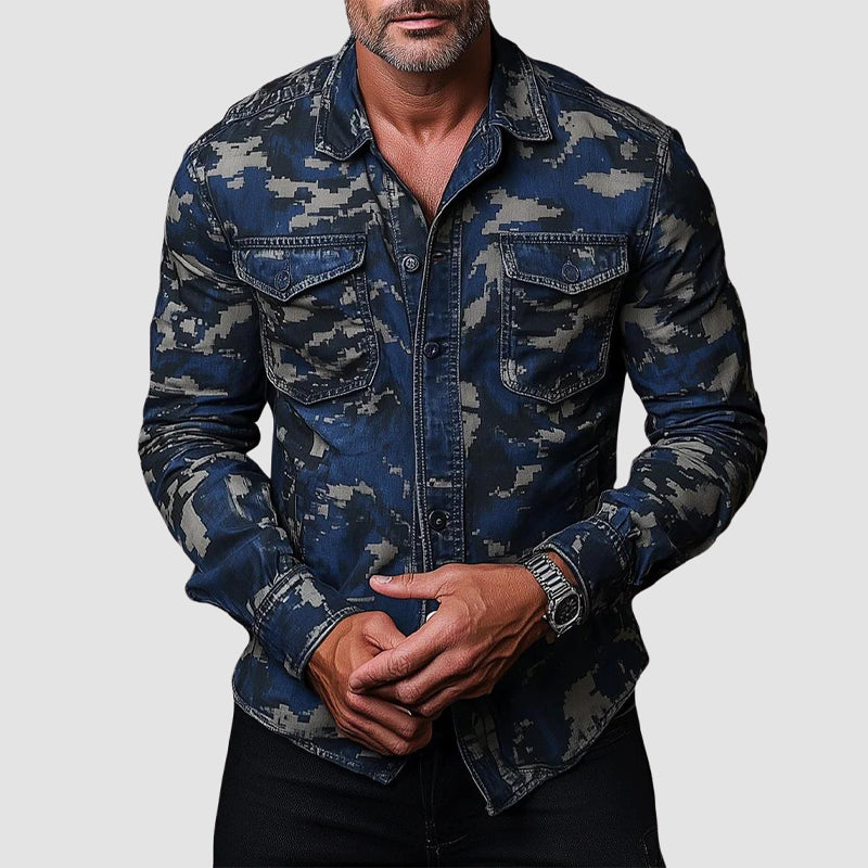 Ramon - Men's Camouflage Print Button-Down Shirt