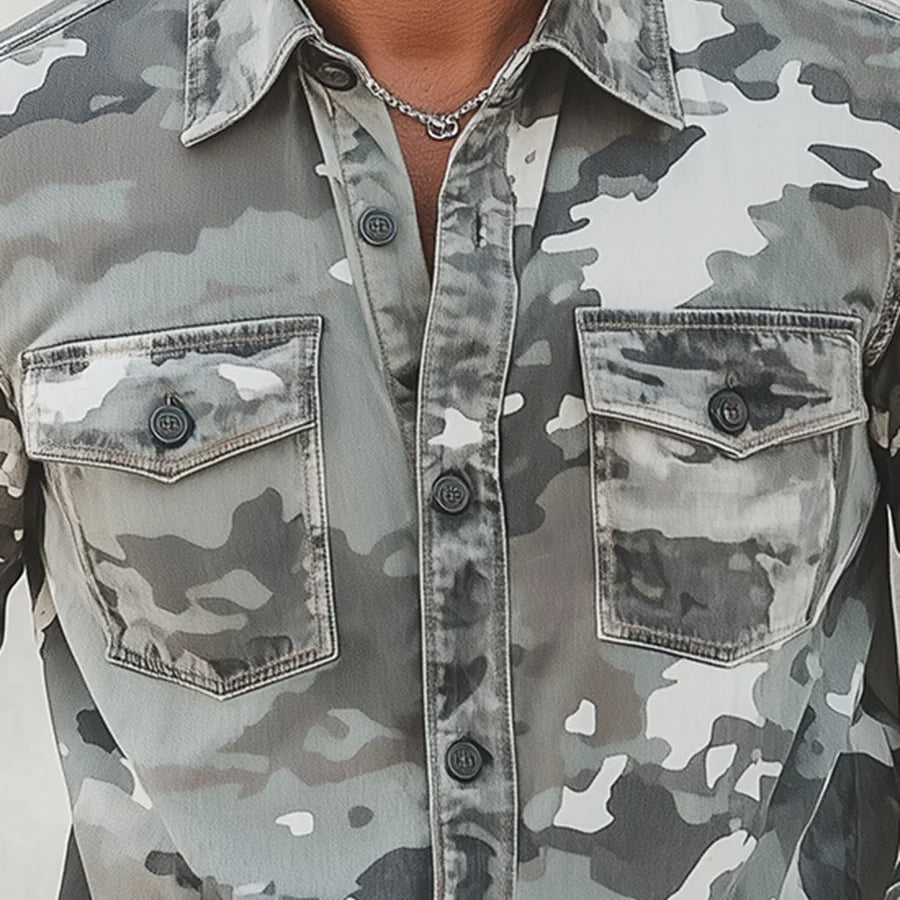 Ramon - Men's Camouflage Print Button-Down Shirt