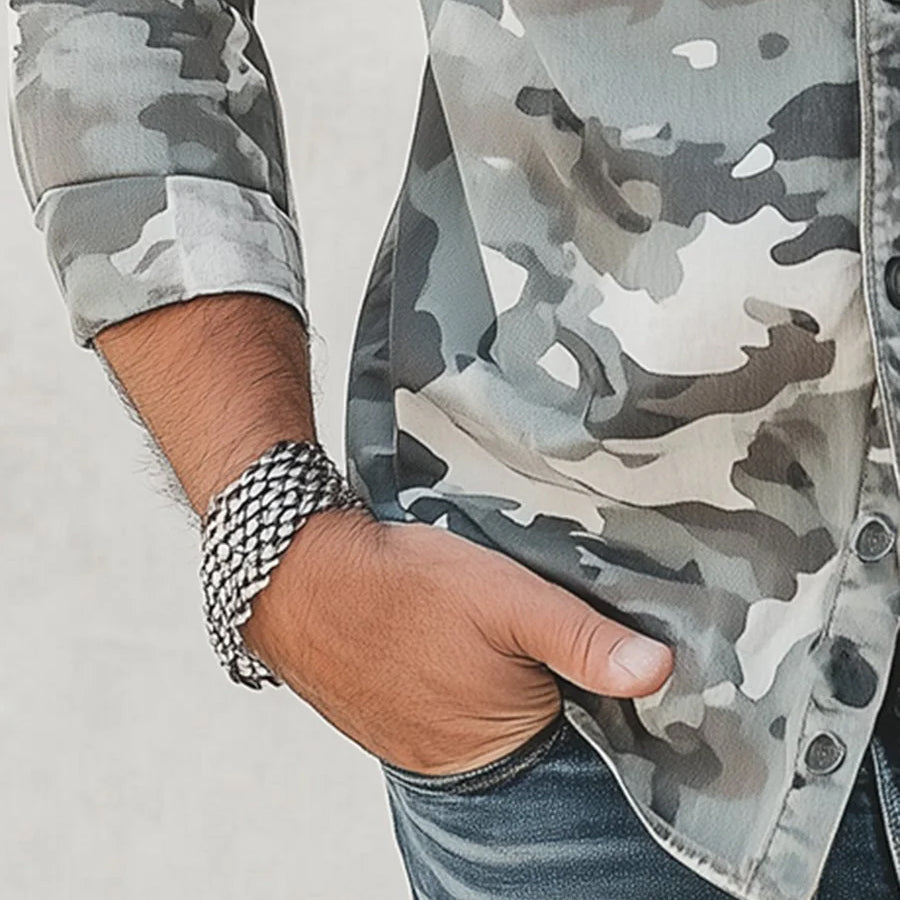 Ramon - Men's Camouflage Print Button-Down Shirt