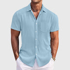Rayle - Men's Textured Short Sleeve Shirt with Chest Pocket