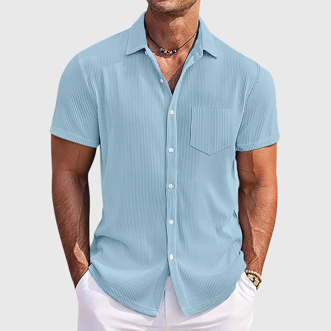 Rayle - Men's Textured Short Sleeve Shirt with Chest Pocket