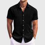 Rayle - Men's Textured Short Sleeve Shirt with Chest Pocket